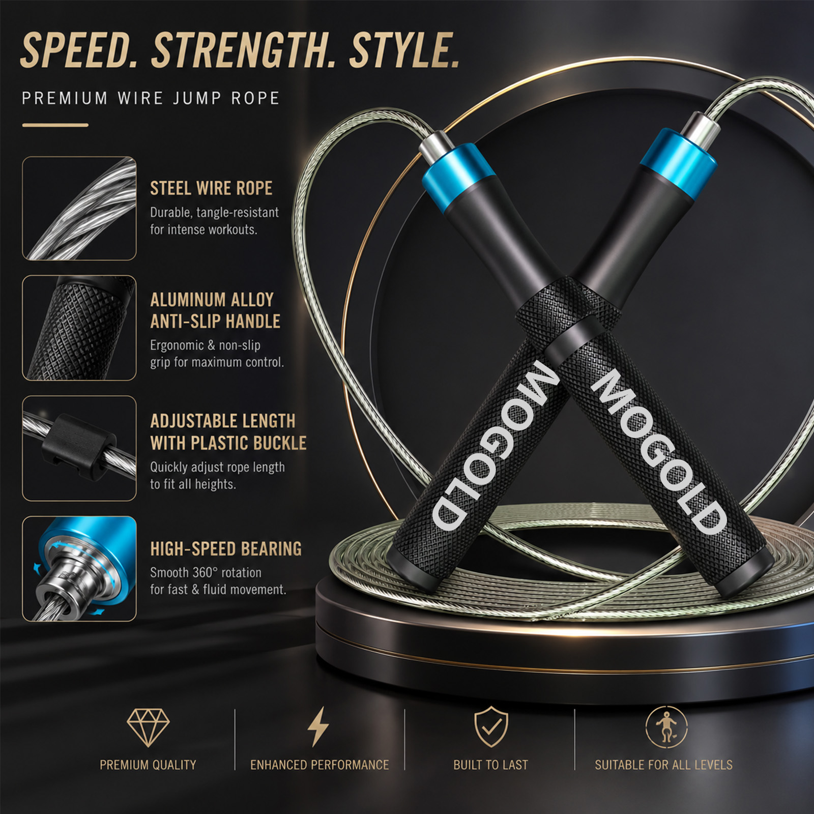 MOGOLD 프로페셔널 스피드 줄넘기 (메탈 핸들, 고 - Jump Rope Speed Bearing 리뷰 및 가격