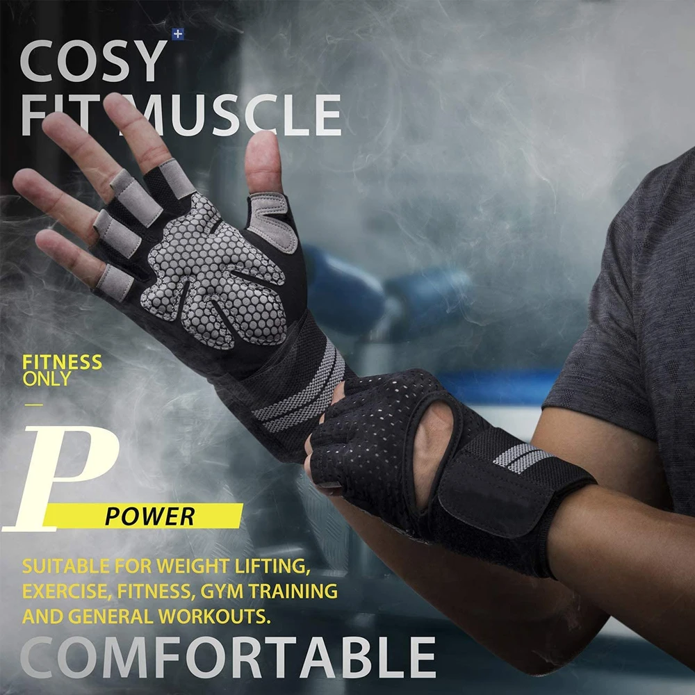 손목 랩 지지대 달린 하프 핑거 체육관 피트니스 장갑, - Crossfit Equipment 리뷰 및 가격